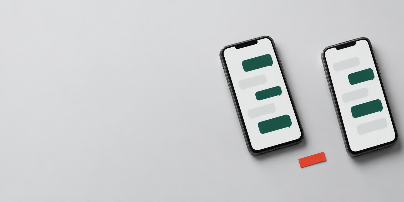 Illustration of two smartphones displaying green conversation bubbles